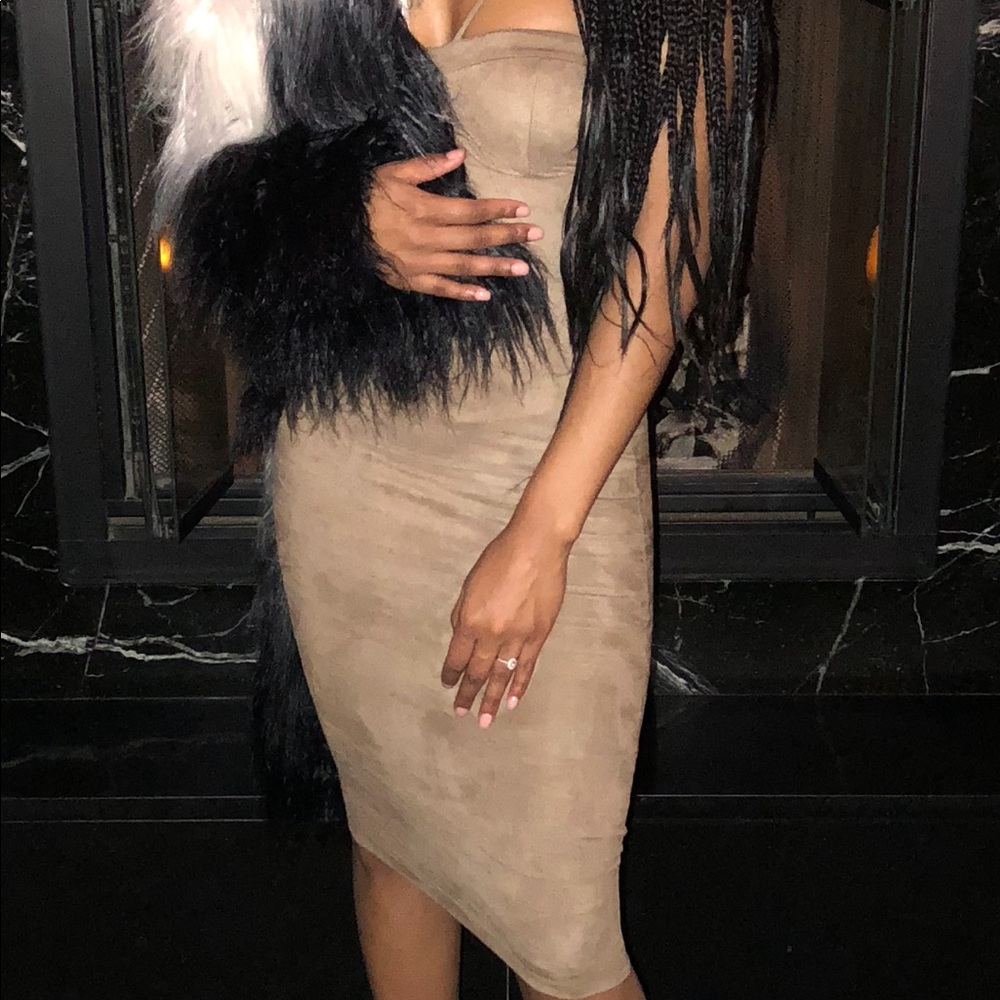 Suede Texture midi dress - fashion nova